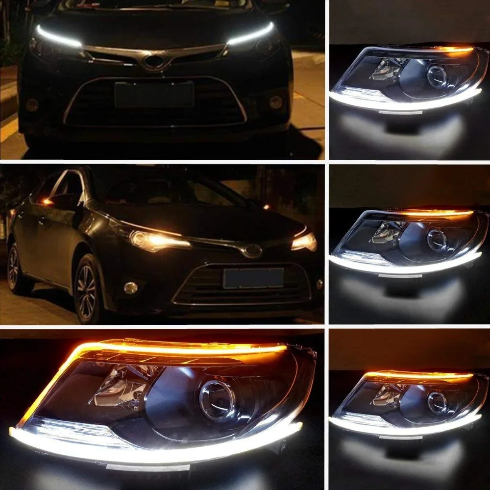 Ультратонкая светодиодная лента для автомобиля 2 шт. DRL дневсветильник ходовые