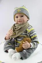 55CM Reborn Doll Soft Silicone Doll Handmade Vinyl Lifelike Realistic Silicone reborn baby boy dolls For