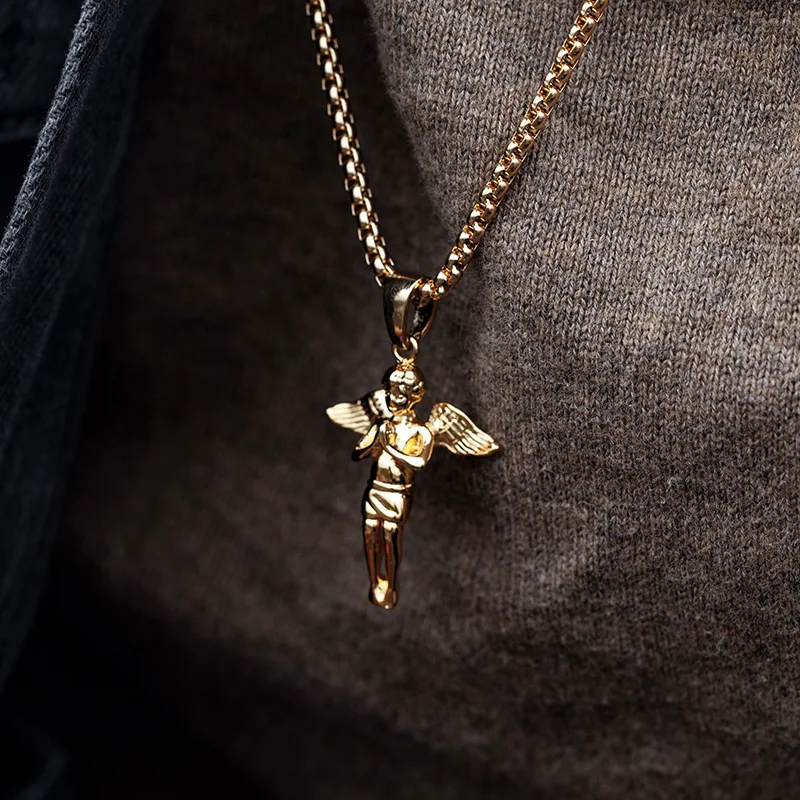 Ожерелье из титановой стали с подвеской в виде рук pray angel модное золотое ожерелье
