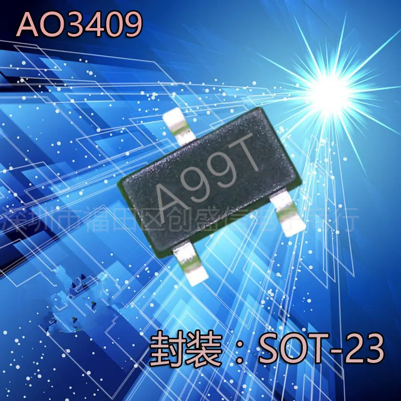 

50pcs/lot AO3409 3409 MOSFET P-CH 30V 2.6A SOT23 IC .