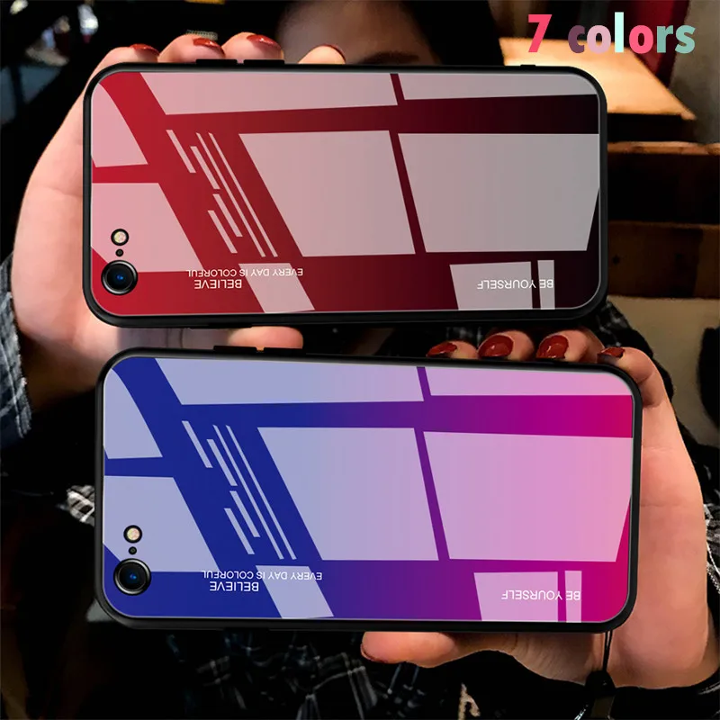 

Gradient Tempered Glass Case For iphone X XS XR XS Max on the For iphone 7 6 6s 8 Plus Phone Cases Cover Protective Fundas couqe
