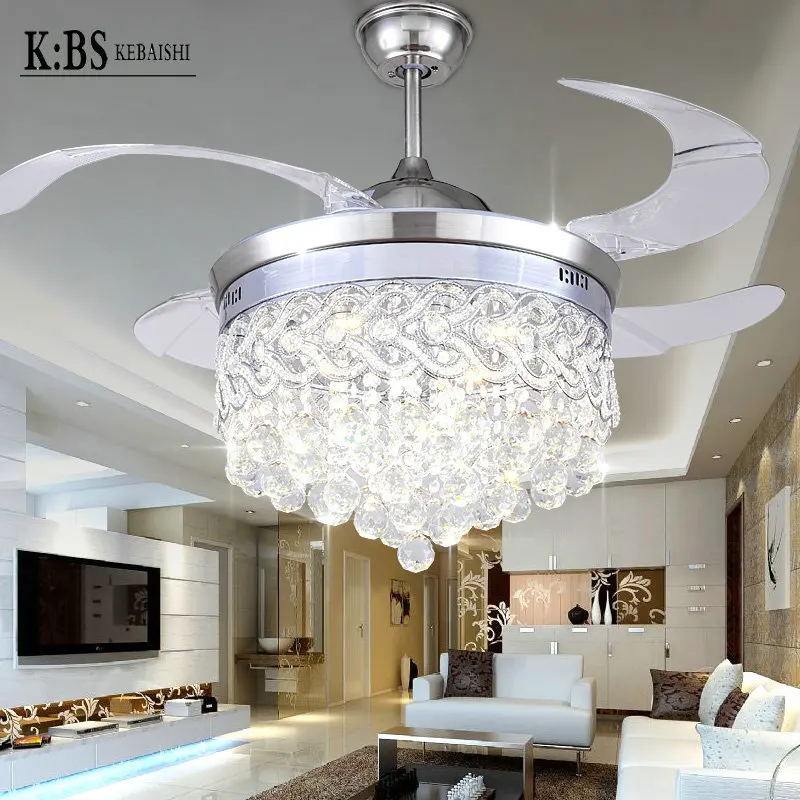 Cristal Invisible luz ventiladores de techo moderna del cristal LED
