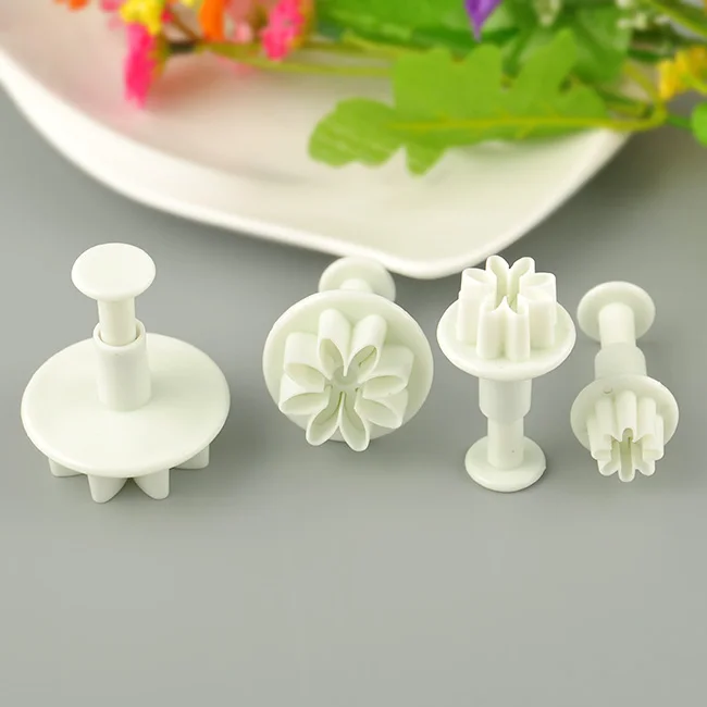 

Hot 4 Pcs/Set Flower Star Fondant Cake Cookie Sugarcraft Decorating Plunger Cutter Mold Mould