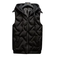 B модная куртка без рукавов мужской утепленный пуховый хлопковый жилет с капюшоном Теплый зимний жилет мужской повседневный жилет