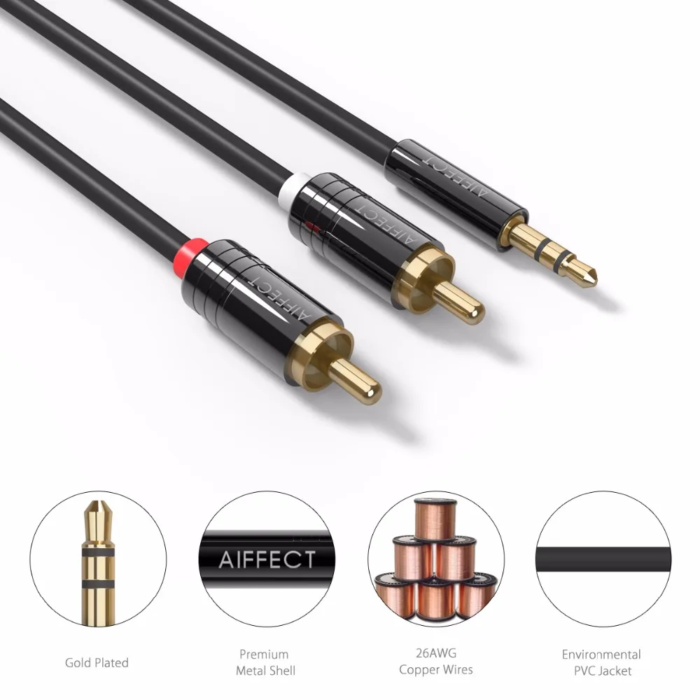 AIFFECT HIFI RCA Jack Audio Cables 3.5mm Male to Male 2RCA AUX Cables 1m 1.5m 2m RCA Cable for iPhone MP3 DVD TV Headphone-in Audio & Video Cables from ...