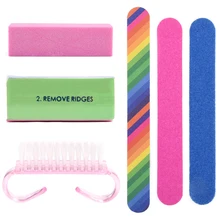 Pro 6 шт./Партия набор для очистки пилок для ногтей Инструменты для укладки ногтей щетка прямоугольный файл надежный буфер грубый песчаник маникюрный набор