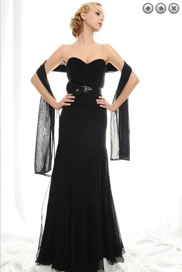 

free shipping new design 2014 elegant plus size vestidos formales long black Mother of the Bride Dresses with detachable train
