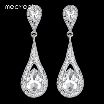 

Mecresh Teardrop Crystal Bridal Long Earrings for Women Champagne Color Party Wedding Pendants Earrings Jewelry EH246
