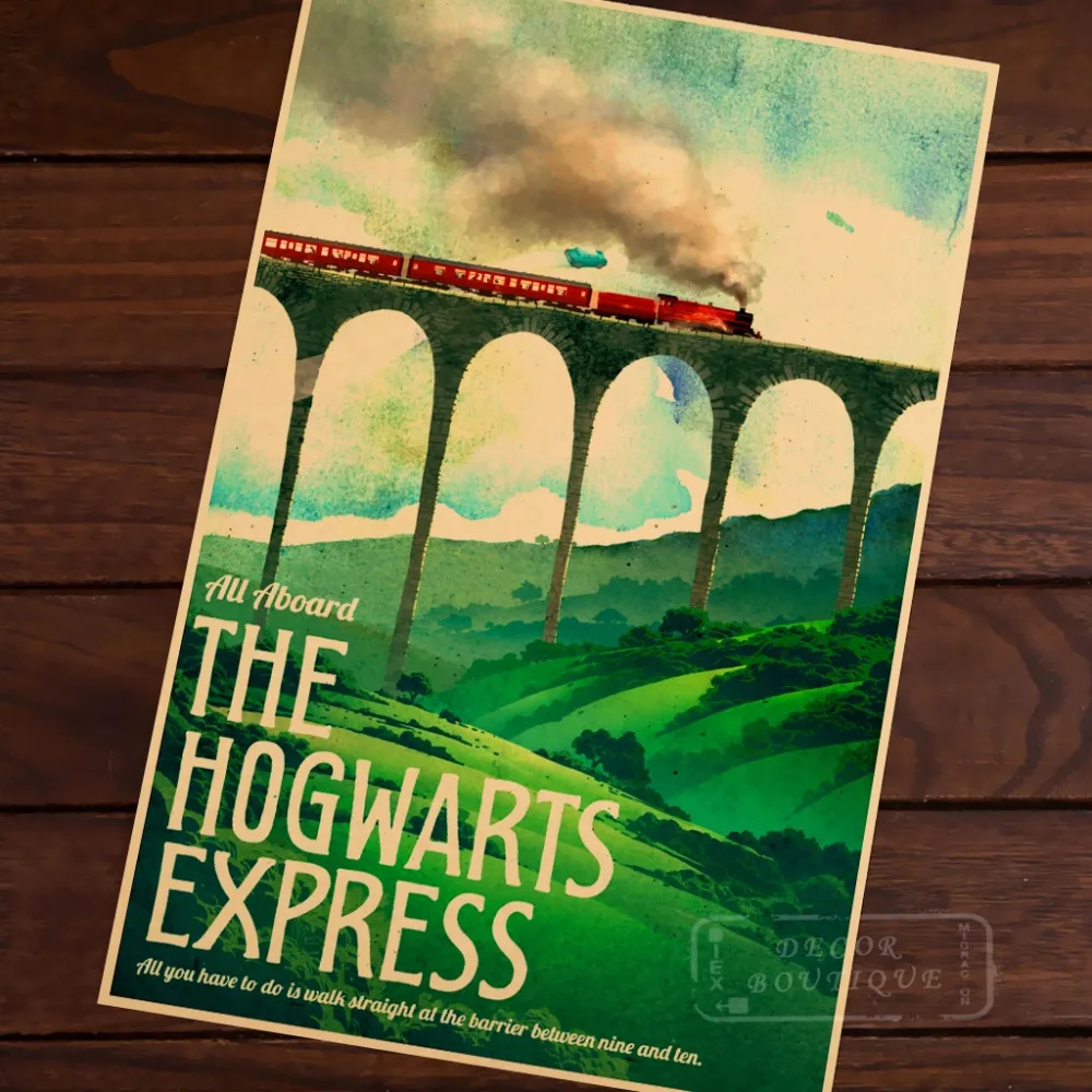 

Magic School Harry Hogwarts Express Potter Art Vintage Kraft Decorative Poster DIY Wall Canvas Sticker Delicate Bar Home Decor G