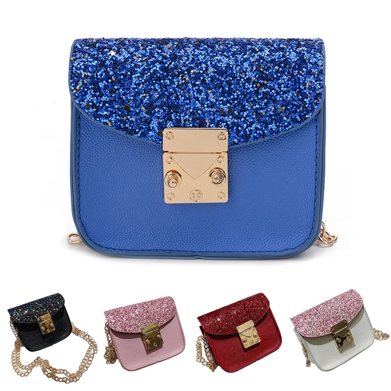 

Fashion Glitter Kids Bags Messenger Bag Children Hasp Sequins Cross-body Handbag Lovely Girls Shoulder PU Princess Bag