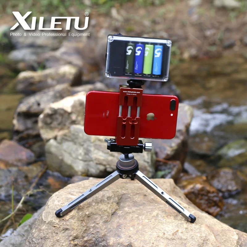 XILETU XJ-8 Штативная головка кронштейн держатель мобильного телефона зажим для телефона фонарик микрофон с духом уровень и Холодный башмак крепление