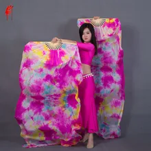 Аксессуары для танца живота черный красный Окрашенные чистого натурального шелка веер для женщин для танца живота производительность вентилятора Пай