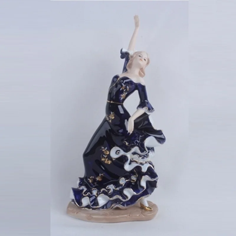 Фарфор Леди Фламинго танцор статуя фламенко фигурка керамическая искусство и ремесло Декор для гостиной L3201 - Color: 18x12x36