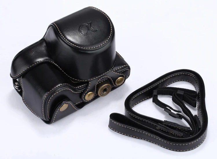 Камера кожаный чехол Обложка для sony A6000 NEX6 NEX-6 16-50 мм объектив с ремешком