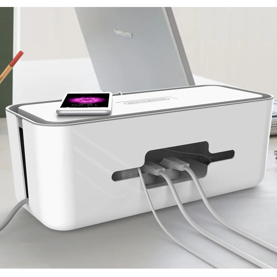 NTONPOWR RMB Hard Plastic Desk Organizer Cable Winder Container Case Power Strip Storage Box and Dustproof Cover for Home Safety NTONPOWR RMB Hard Plastic Desk Organizer Cable Winder Container Case Power Strip Storage Box and Dustproof Cover for Home Safety