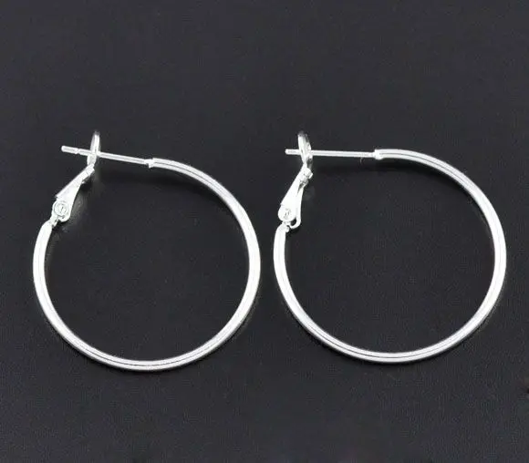 

new Silver Plated Women Hoop Earrings 35x30mm,sold per pack of 10 pairs