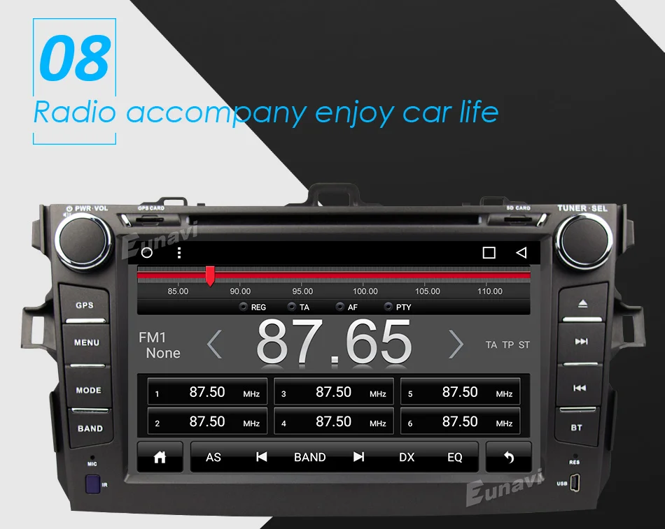 Sale Octa core 2 din Android 8.1 car dvd radio player stereo gps for Toyota Corolla 2007 2008 2009 2010 2011 2G RAM capacitive screen 13