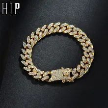 Мужской браслет в стиле хип-хоп, украшенный кристаллами, золотой, серебряный, медальон, кубинская цепочка, браслет, ожерелье для мужчин, ювелирные изделия