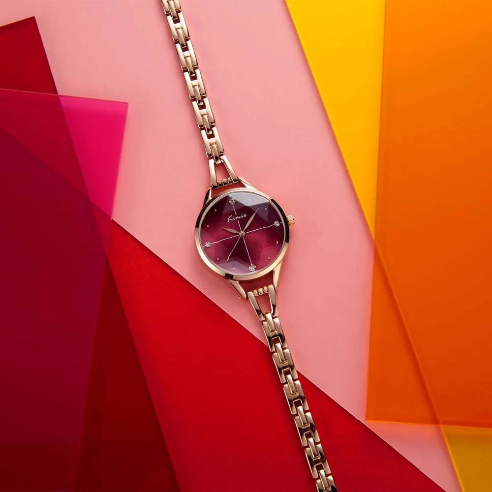 KIMIO Unique Starry Sky Cross Cutting Glass Rose Gold Watch Women Bracelet Watches For Women Watches Crystal Female Wristwatch KIMIO Unique Starry Sky Cross Cutting Glass Rose Gold Watch Women Bracelet Watches For Women Watches Crystal Female Wristwatch