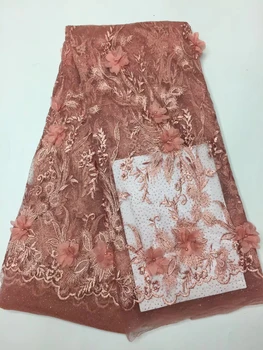

Soft 3D Flower African Lace Fabric France 2018 High Quality Bridal Beaded Nigerian Lace Tulle Lace Fabric Wedding Dress D23701