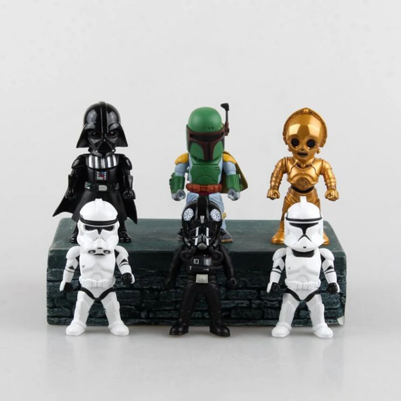 

Star Wars action figrue black knight Stormtrooper C-3PO Boba Fett model 6pcs/set collection 10cm figrues toy gift