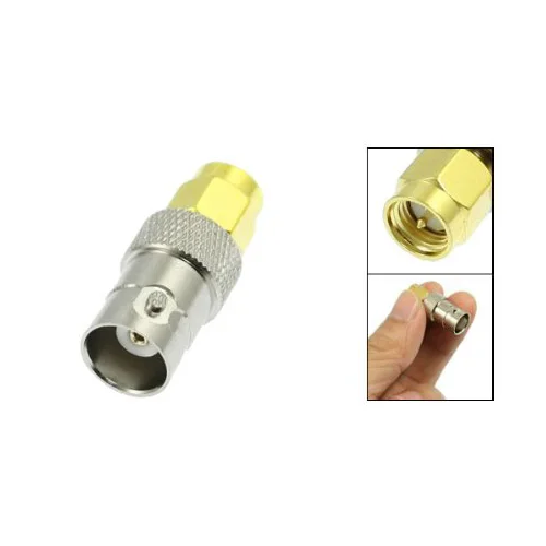 

DSHA New Hot New Gold Tone Metal SMA Male to Silver Tone BNC Female Connector Adapter