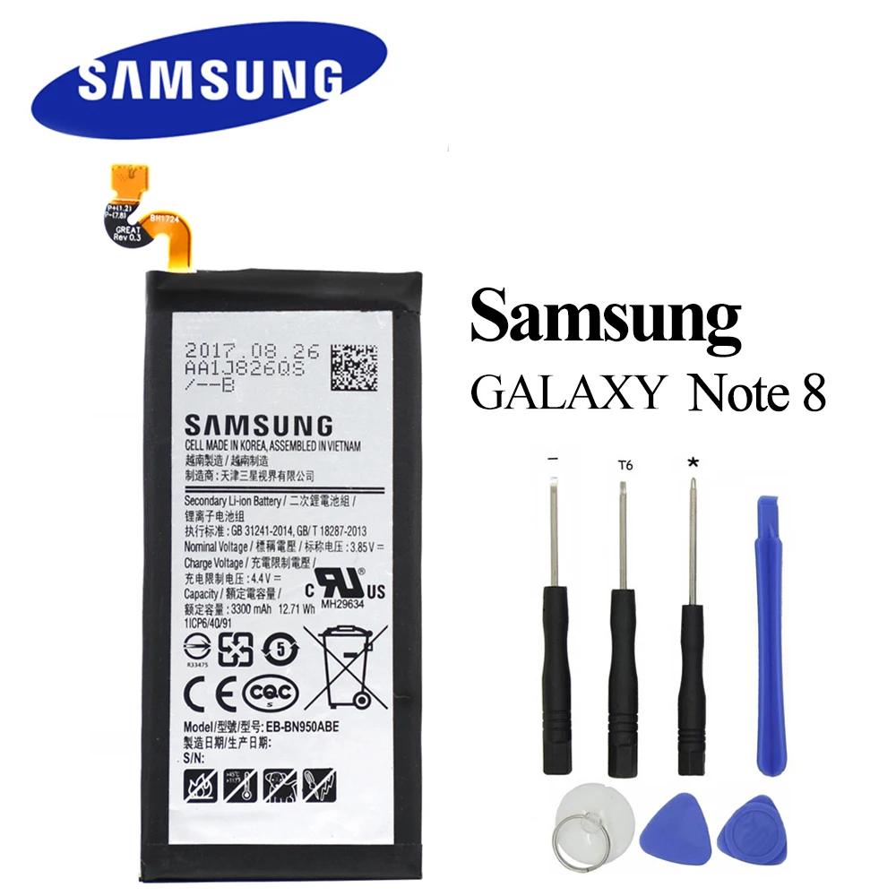 Оригинальный аккумулятор для Samsung Galaxy Note8 Note 8 N9500 N9508 3300 мАч Akku + Бесплатные