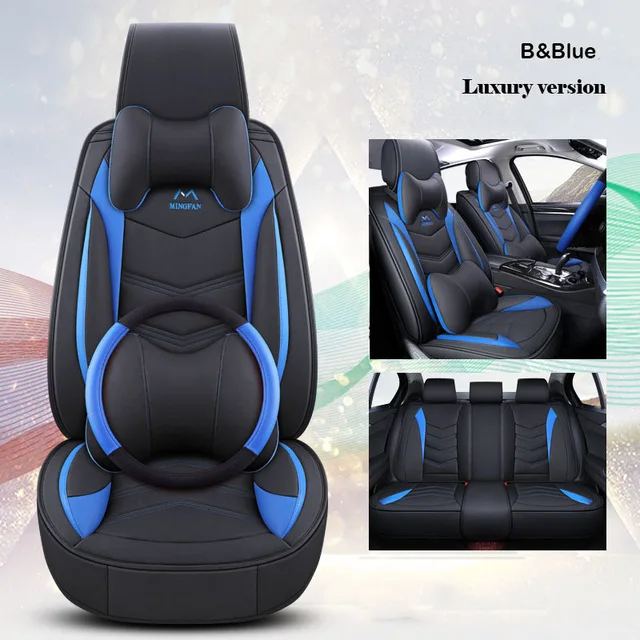 Blue with Pillows Универсальные кожаные чехлы для автомобильных сидений для Fiat punto EVO seicento siena stilo tempra - Название цвета: Blue with Pillows