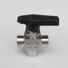 1/4 ''Bsp Женский резьбовой l-порт мини шаровой клапан, SS304 нержавеющая сталь