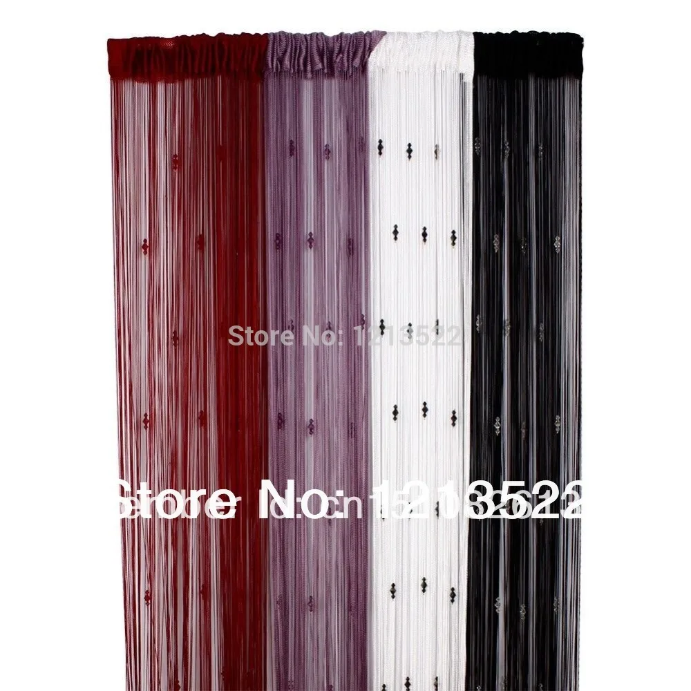 Effen kleur decoratieve gordijn met 3 kralen deur window panel ...