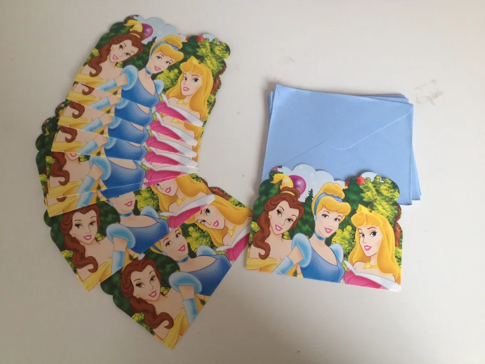  12pc/lot Cartoon Princess Invitation Card Children's Birthday Party Decorations And Cute Birthday I - 33003371641