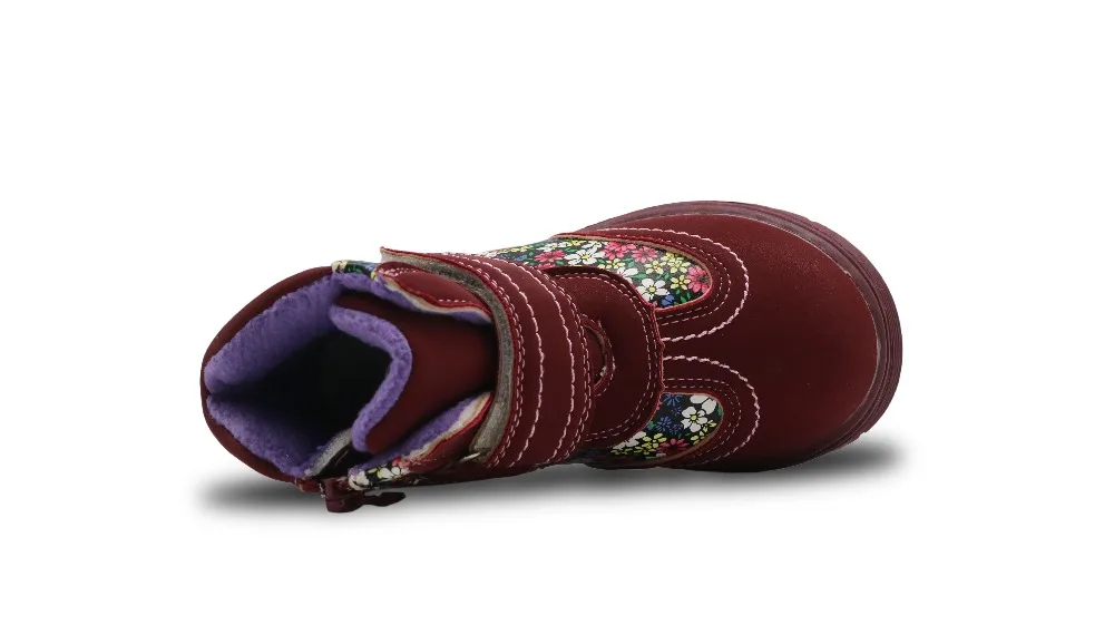 Apakowa/осенне-зимние ботинки для девочек; Новинка года; теплая короткая плюшевая детская обувь; удобные детские ботинки martin с цветочным рисунком из искусственной кожи для девочек