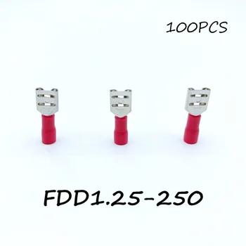 

Insulated Female Disconnector FDD1.25-250 100PCS/Pack Red Spade Quick Electrical Connector Crimp Wire Terminal AWG Terminator
