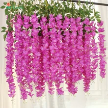 Lism 115 см 6 шт./лот Свадебный декор искусственная шелковая Глициния Цветок лозы подвесной ротанговый невесты цветы Гирлянда для дома и сада