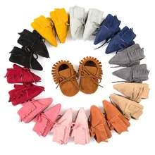Baby Moccasin Baby First Walkers Soft Bottom Non-slip Fashion Tassels Newborn Babies Shoes 14-colors PU Leather Prewalkers Boot