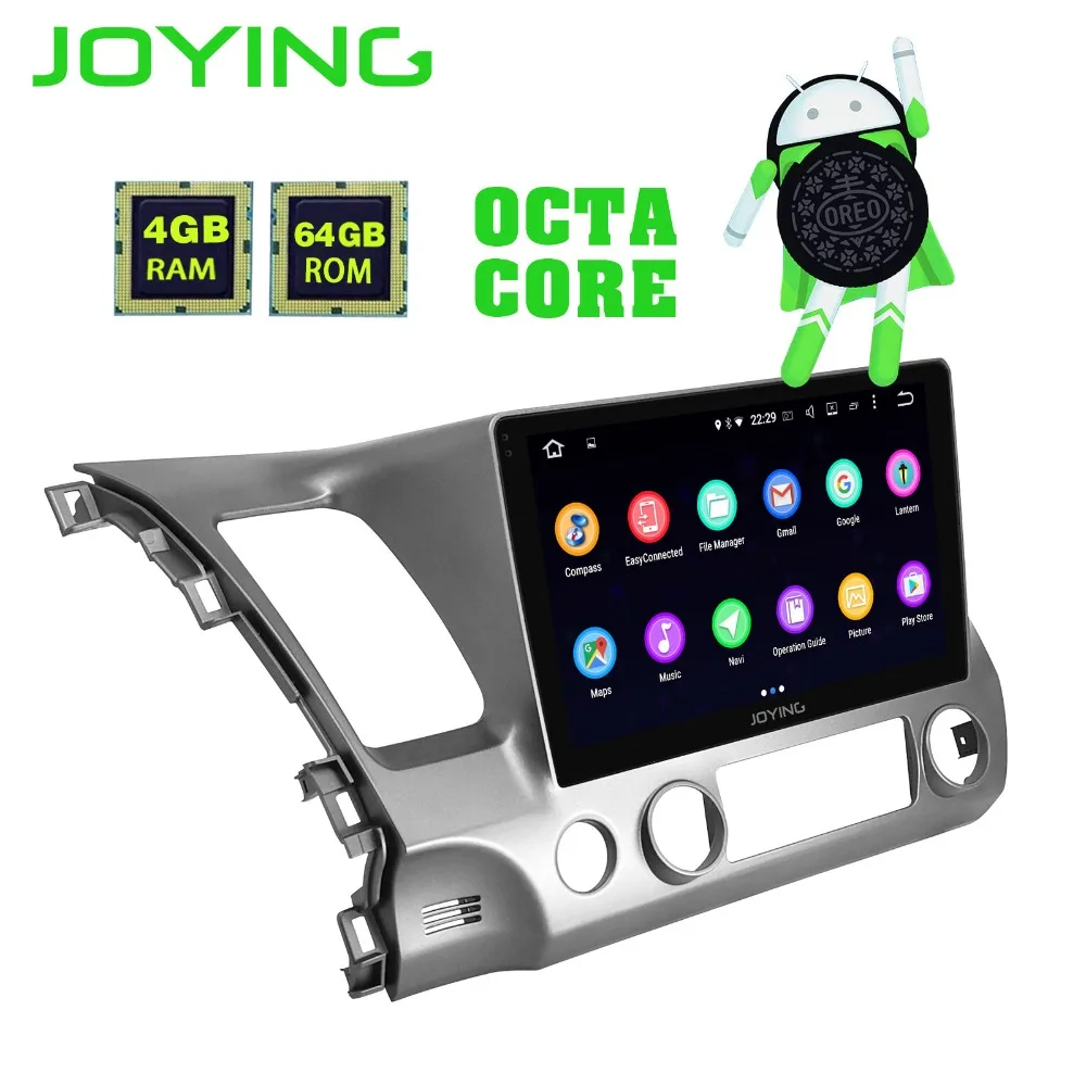 Top JOYING android 8.1 car autoradio radio gps stereo for Honda civic 2006-2011 with Carplay Android auto IPS Octa Cores 4GB RAM 1