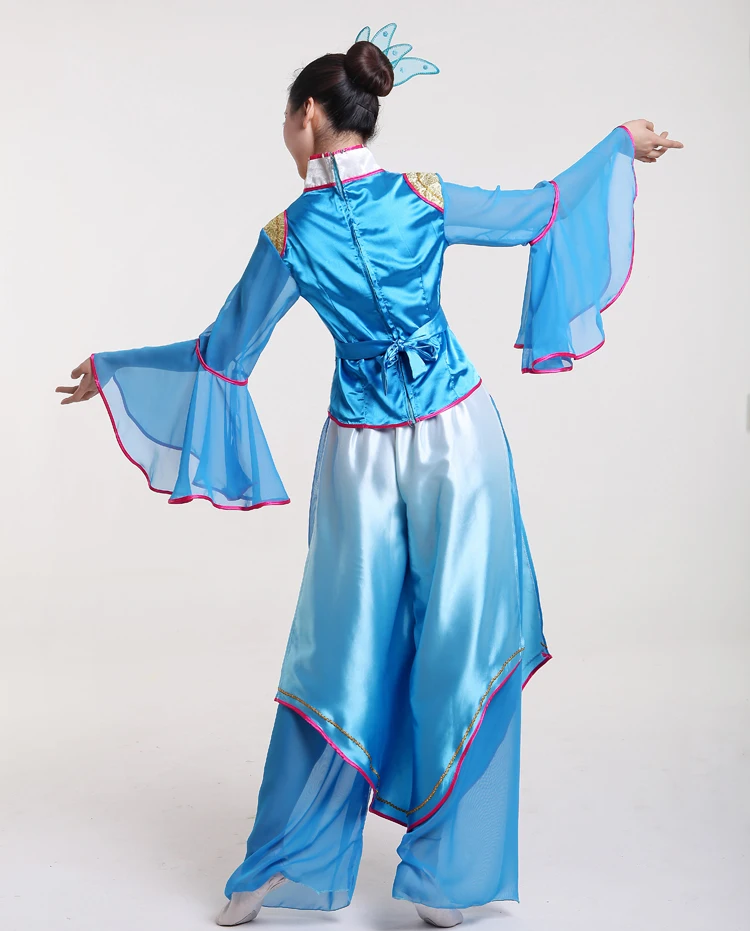(084) Chinese folk classical dance sequined Poetic performance clothing square yangko fan dance clothing Hanfu dynasty costumes
