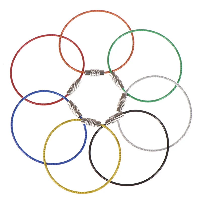 

5pcs Key Chain Rings Stainless Steel Wire Keychain Cable Rope Key Holder Keyring Carabiner Cable Key Ring Outdoor Hiking
