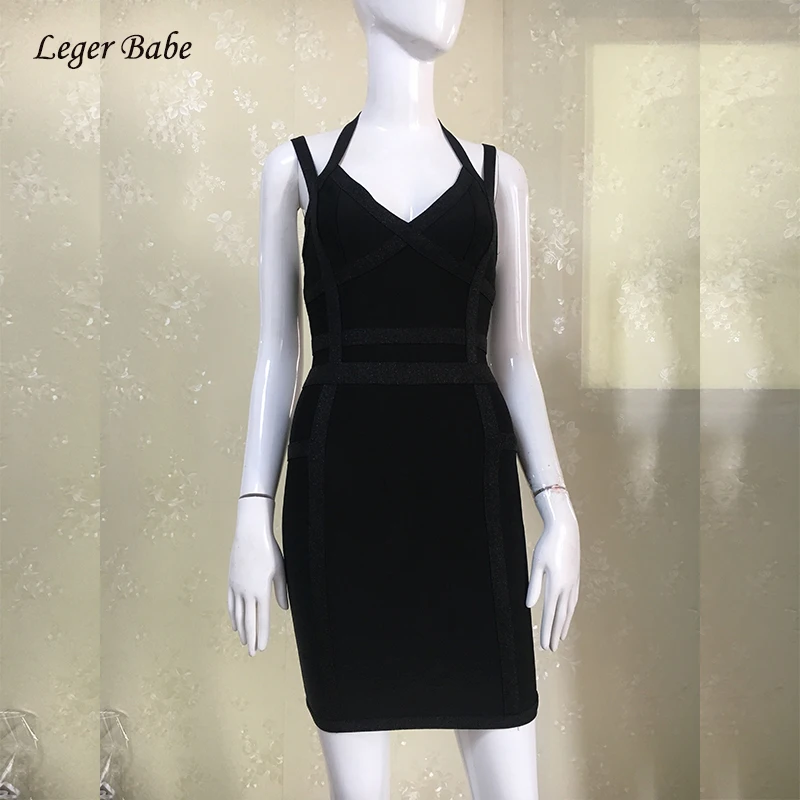 Leger Babe 2022 New Design Summer Dress Sexy Women Black Halter Bandage Dress Vestidos Celebrity Nightclub Evening Party Dresses