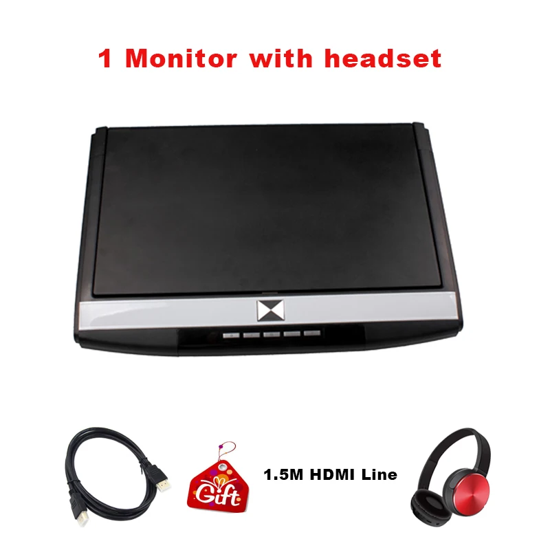 17,3 дюймов Android 6,0 Автомобильный потолочный монитор на крыше HD 1080P видео плеер с ips экраном wifi/HDMI/USB/SD/FM/Bluetooth/динамик - Цвет: black with headphone