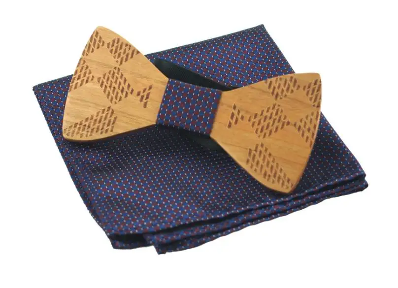 RBOCOTT Мода Новинка Пейсли деревянный галстук-бабочка галстук и платок набор мужской галстук-бабочка в клетку деревянный полый Цветочный деревянная бабочка и коробка - Цвет: 10