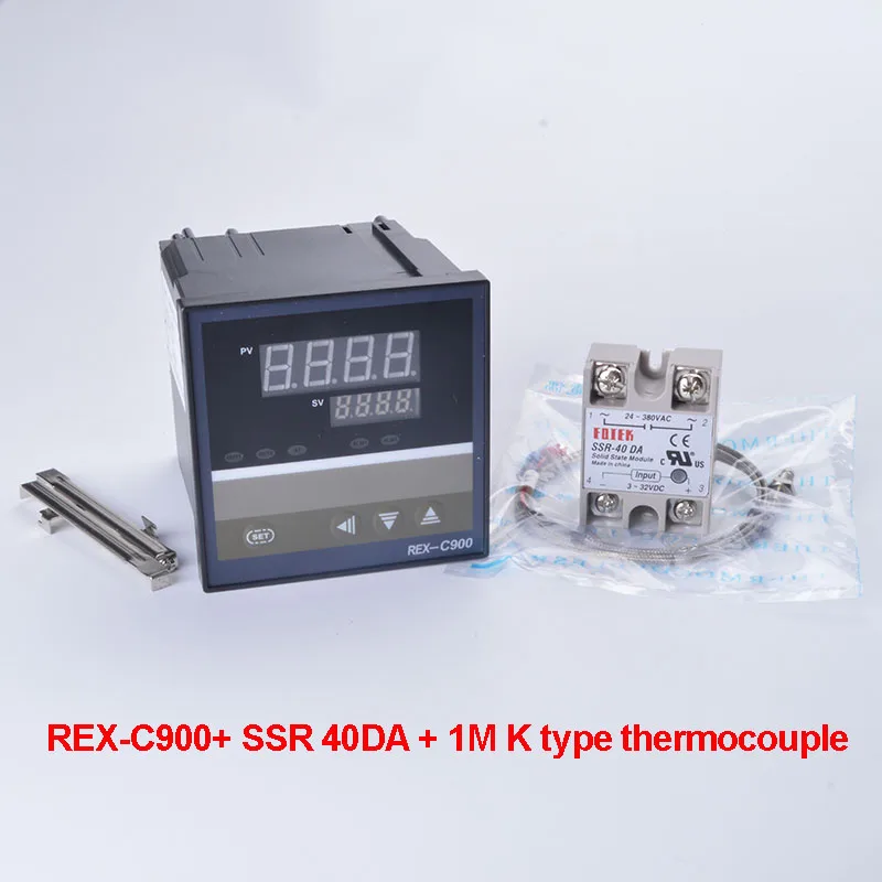 Цифровой PID контроллер температуры REX-C900 REX C900 термостат ssr выход+ 40DA SSR реле+ K термопара 1 м Зонд RKC