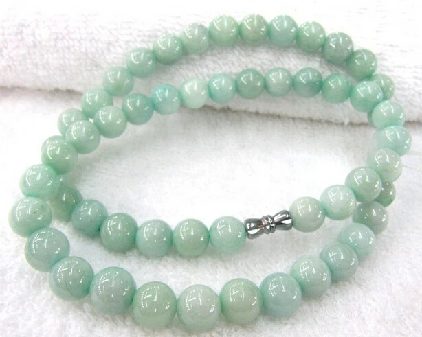 

bjc 0001470 Texture Bliss A Grade 100% Natural Green Jade/Jadeite Smooth Beads Necklace