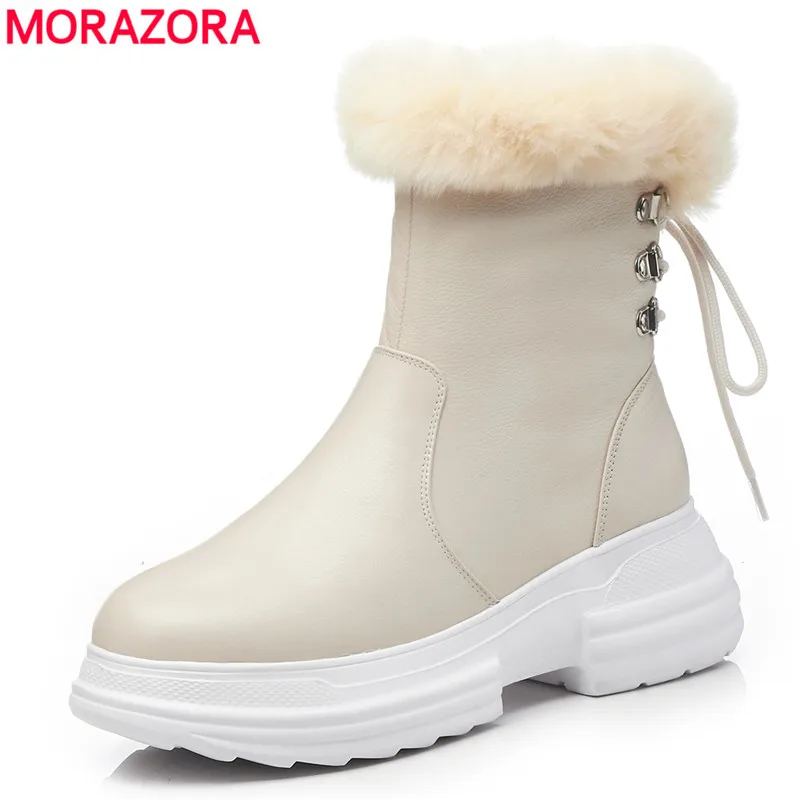 Женские сапоги из натуральной кожи MORAZORA черные на платформе с круглым носком