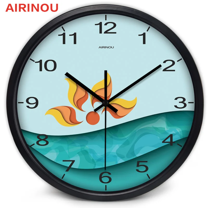 Airinou современные креативные модные настенные часы для большой гостиной простые волнистые круглые кварцевые часы