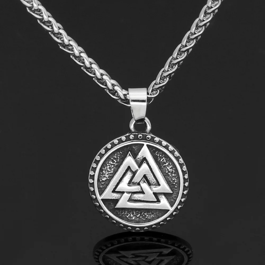Скандинавский Викинг Valknut Амулет из нержавеющей стали кулон ожерелье для мужчин
