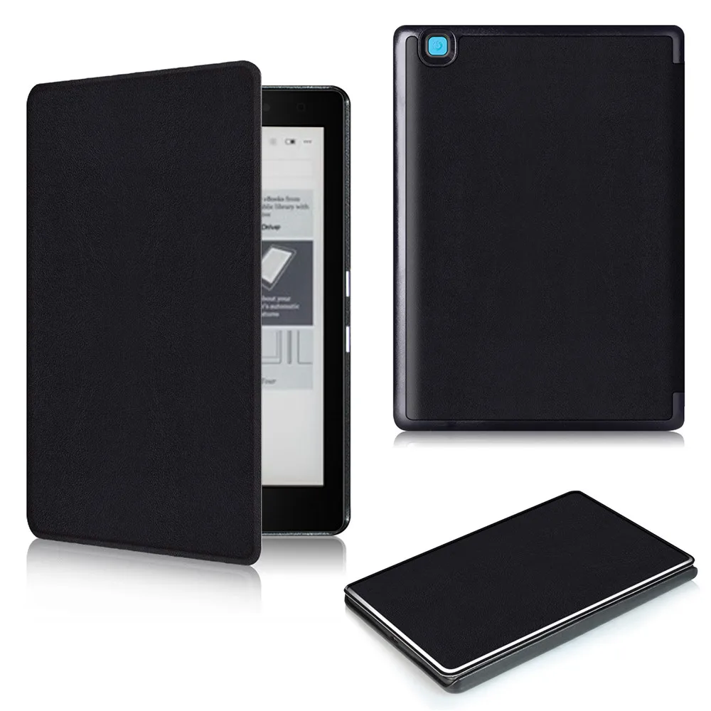 Складной стенд-вверх магнитный автоматический сон планшет кобура ударопрочный защитный чехол для KOBO Aura Edition 2 e-reader - Цвет: Black