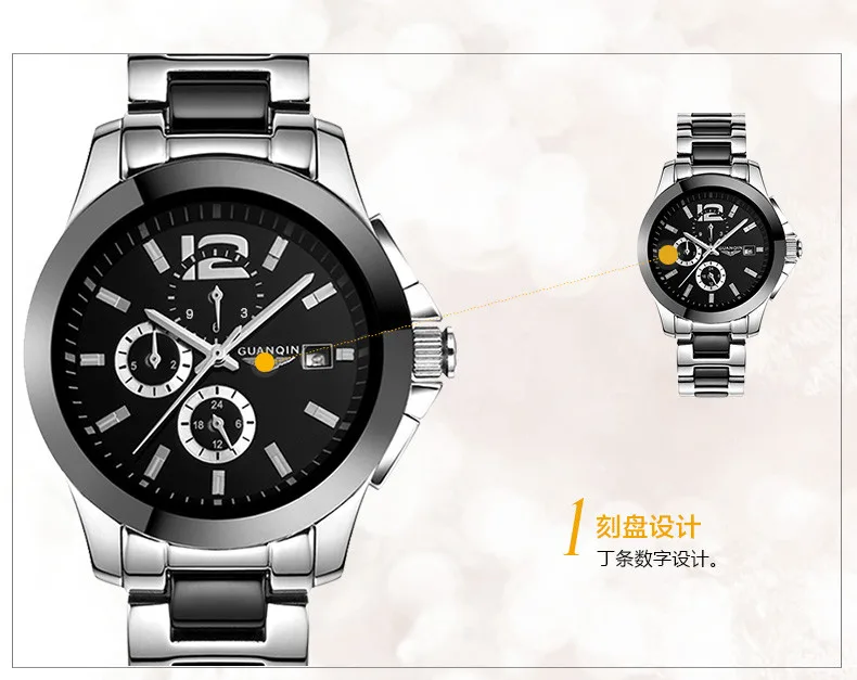 GUANQIN Ceramics Couples Lovers' Watches Multifunction Waterproof Automatic Mechanical Watches Men Women Sport Luminous Clock  (16)