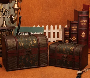 

Retro Wooden Case Vintage Creative Box Cosmetic Storage Box Window Display Suitcase Gifts Photography Shooting Props