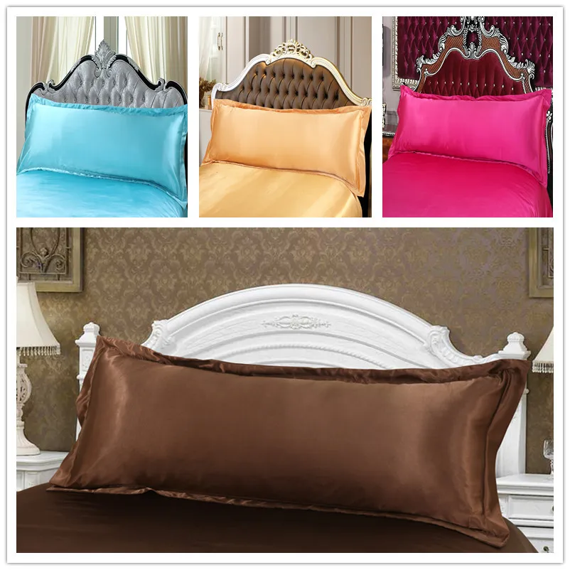 

Double pillowcases Artifical Silk 50*150cm pillowcase back cover luxury satin silk pillowcovers pillowslips golden white